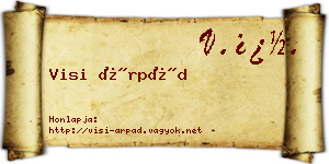 Visi Árpád névjegykártya